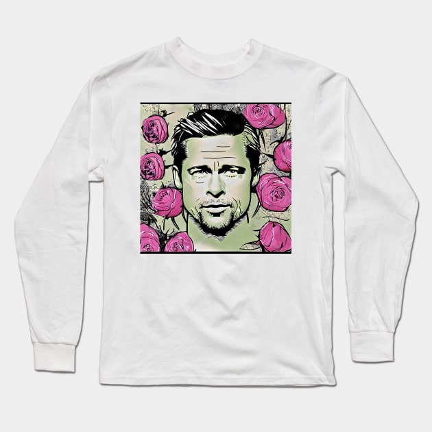 Face of Brad with roses Long Sleeve T-Shirt by bogfl